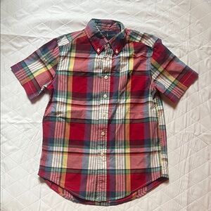 Ralph Lauren Red Multi Plaid Short-Sleeve Button-Down Shirt